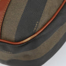 FENDI Pecan Canvas Hand Bag PVC Black Brown Auth 154500-12