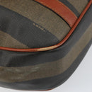 FENDI Pecan Canvas Hand Bag PVC Black Brown Auth 154500-13