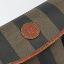 FENDI Pecan Canvas Hand Bag PVC Black Brown Auth 154500-14