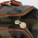 FENDI Pecan Canvas Hand Bag PVC Black Brown Auth 154500-17