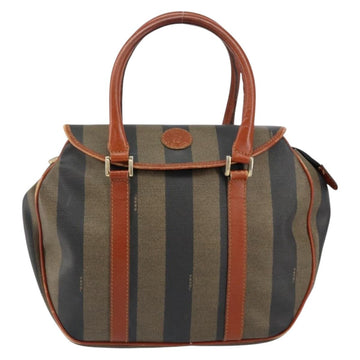 FENDI Pecan Canvas Hand Bag PVC Black Brown Auth 154500 - 0