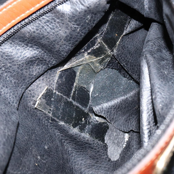 FENDI Pecan Canvas Hand Bag PVC Black Brown Auth 154500