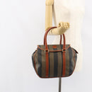 FENDI Pecan Canvas Hand Bag PVC Black Brown Auth 154500-26
