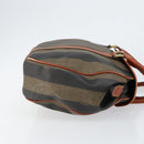 FENDI Pecan Canvas Hand Bag PVC Black Brown Auth 154500-4