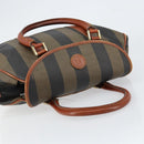 FENDI Pecan Canvas Hand Bag PVC Black Brown Auth 154500-6