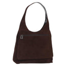 GUCCI Shoulder Bag Suede Brown Silver Auth 154501-1