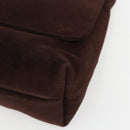 GUCCI Shoulder Bag Suede Brown Silver Auth 154501-9