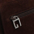 GUCCI Shoulder Bag Suede Brown Silver Auth 154501-17