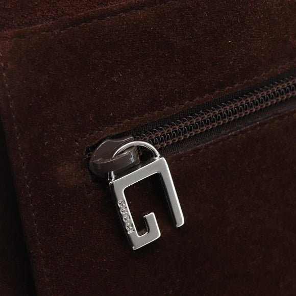 GUCCI Shoulder Bag Suede Brown Silver Auth 154501