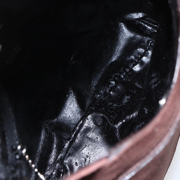 GUCCI Shoulder Bag Suede Brown Silver Auth 154501