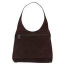 GUCCI Shoulder Bag Suede Brown Silver Auth 154501-13