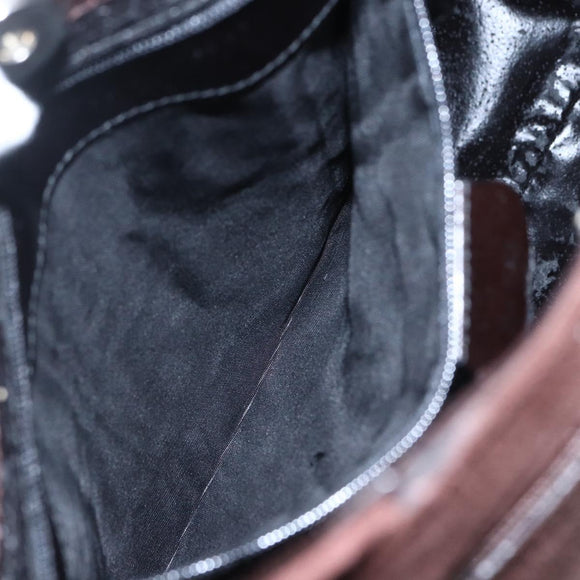 GUCCI Shoulder Bag Suede Brown Silver Auth 154501