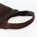 GUCCI Shoulder Bag Suede Brown Silver Auth 154501-7