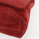 GUCCI Shoulder Bag Suede Red Silver Auth 154502-9