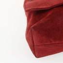 GUCCI Shoulder Bag Suede Red Silver Auth 154502-14