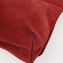 GUCCI Shoulder Bag Suede Red Silver Auth 154502-15