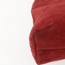 GUCCI Shoulder Bag Suede Red Silver Auth 154502-16