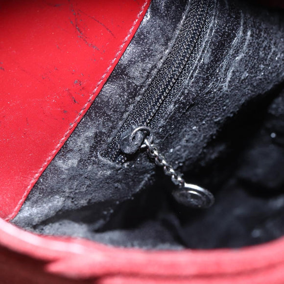 GUCCI Shoulder Bag Suede Red Silver Auth 154502