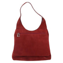 GUCCI Shoulder Bag Suede Red Silver Auth 154502-13