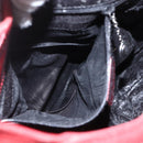 GUCCI Shoulder Bag Suede Red Silver Auth 154502-11