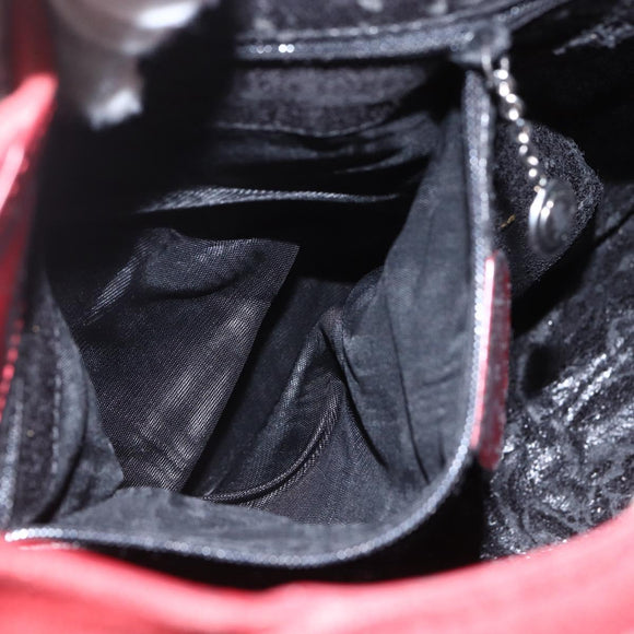 GUCCI Shoulder Bag Suede Red Silver Auth 154502