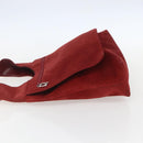 GUCCI Shoulder Bag Suede Red Silver Auth 154502-3