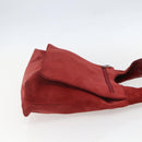 GUCCI Shoulder Bag Suede Red Silver Auth 154502-4