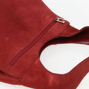 GUCCI Shoulder Bag Suede Red Silver Auth 154502-6