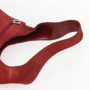 GUCCI Shoulder Bag Suede Red Silver Auth 154502-7