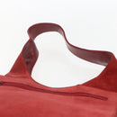 GUCCI Shoulder Bag Suede Red Silver Auth 154502-8