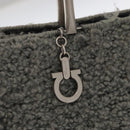 Salvatore Ferragamo Hand Bag Wool Gray Silver Auth 154503-14