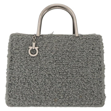 Salvatore Ferragamo Hand Bag Wool Gray Silver Auth 154503 - 0