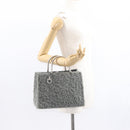 Salvatore Ferragamo Hand Bag Wool Gray Silver Auth 154503-23