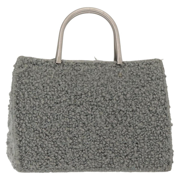 Salvatore Ferragamo Hand Bag Wool Gray Silver Auth 154503