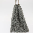 Salvatore Ferragamo Hand Bag Wool Gray Silver Auth 154503-5