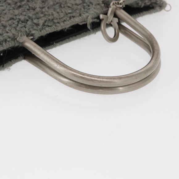 Salvatore Ferragamo Hand Bag Wool Gray Silver Auth 154503