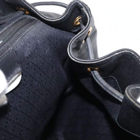 GUCCI Bamboo Backpack Leather Black Gold 003 2058 0016 Auth 154504