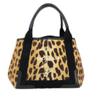 BALENCIAGA Cabas S Hand Bag Canvas Brown Silver 339933 Auth 154505-2