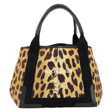 BALENCIAGA Cabas S Hand Bag Canvas Brown Silver 339933 Auth 154505 - 0