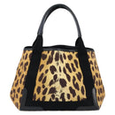 BALENCIAGA Cabas S Hand Bag Canvas Brown Silver 339933 Auth 154505-3