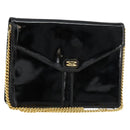 Salvatore Ferragamo Shoulder Bag Patent leather Black Gold Auth 154506-1
