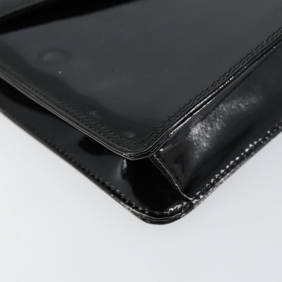 Salvatore Ferragamo Shoulder Bag Patent leather Black Gold Auth 154506