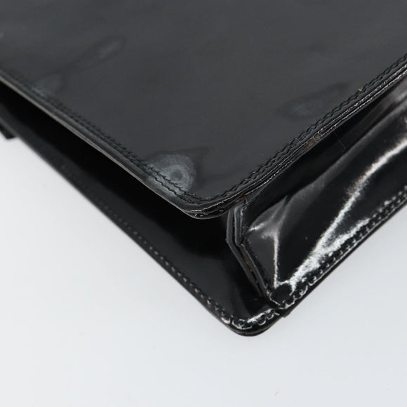 Salvatore Ferragamo Shoulder Bag Patent leather Black Gold Auth 154506