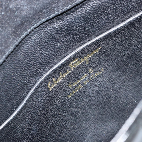 Salvatore Ferragamo Shoulder Bag Patent leather Black Gold Auth 154506