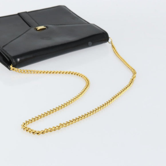 Salvatore Ferragamo Shoulder Bag Patent leather Black Gold Auth 154506