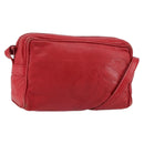 LOEWE Anagram Shoulder Bag Leather Red Gold Auth 154507-1