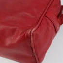 LOEWE Anagram Shoulder Bag Leather Red Gold Auth 154507-15