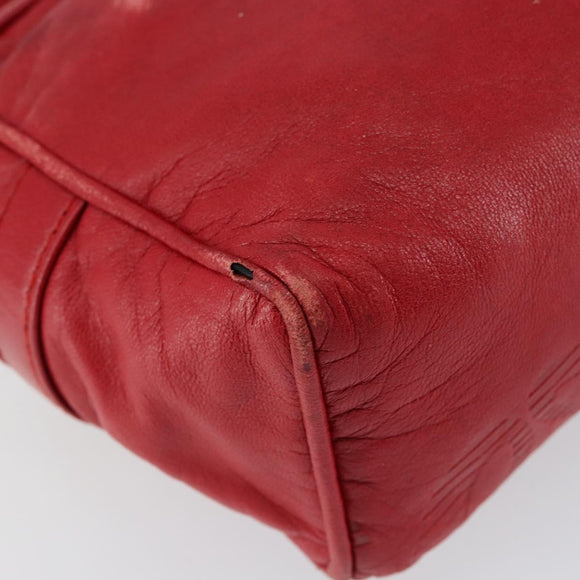 LOEWE Anagram Shoulder Bag Leather Red Gold Auth 154507