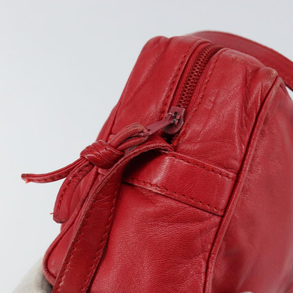 LOEWE Anagram Shoulder Bag Leather Red Gold Auth 154507