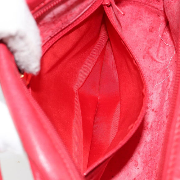 LOEWE Anagram Shoulder Bag Leather Red Gold Auth 154507